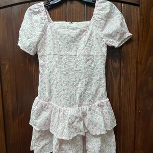 GB Girls White and Pink Ruffled Tiered Sundress